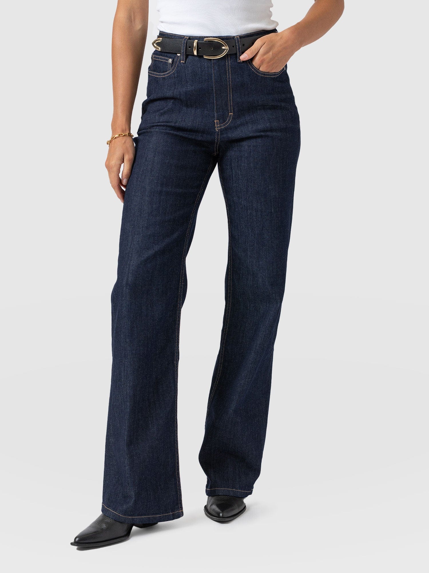 Wide Leg Flare Stretch Jeans Ingido Blue - Women's Jeans | Saint + Sofia® US